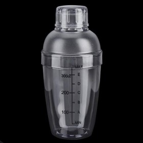 Shaker à cocktail anticorrosion en résine PC transparente GraSky 300 ml&nbsp;: bouteille shaker de barre durable de 17 cm