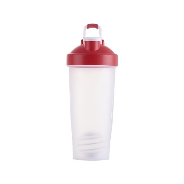 Popubear Bouteille shaker classique de 600 ml avec boule shaker métallique, mélangeur avec poignée pour boissons protéinées e