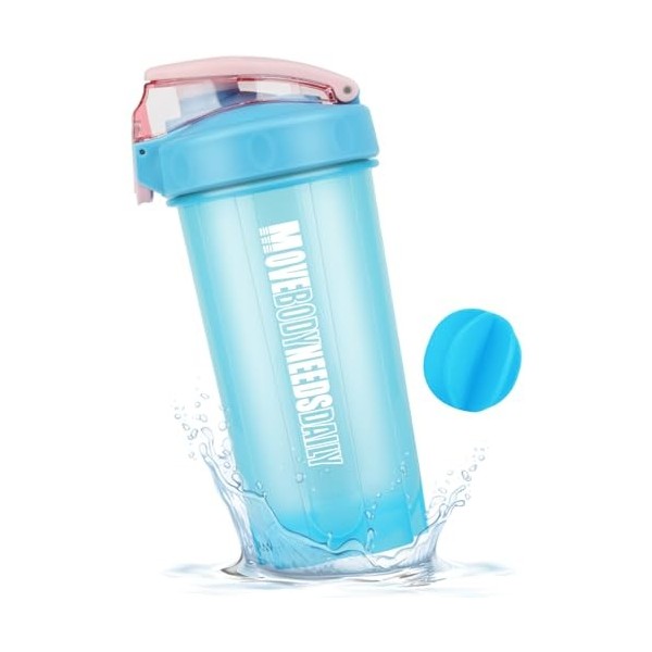 SXQLYH Shaker Proteine,550 ml, sans BPA,Gourde shaker à protéines Mélangeur de Smoothies,Shaker avec Acier Inoxydable Boules 