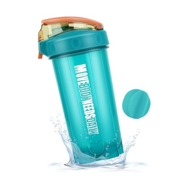 SXQLYH Shaker Proteine,550 ml, sans BPA,Gourde shaker à protéines Mélangeur de Smoothies,Shaker avec Acier Inoxydable Boules 