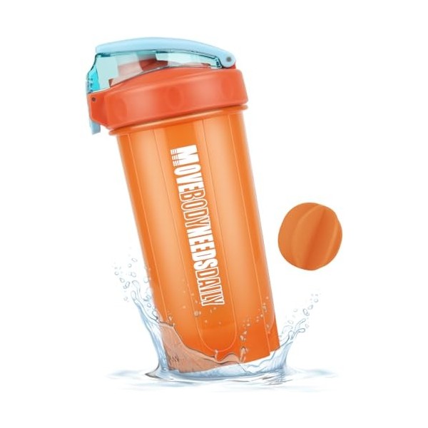 SXQLYH Shaker Proteine,550 ml, sans BPA,Gourde shaker à protéines Mélangeur de Smoothies,Shaker avec Acier Inoxydable Boules 