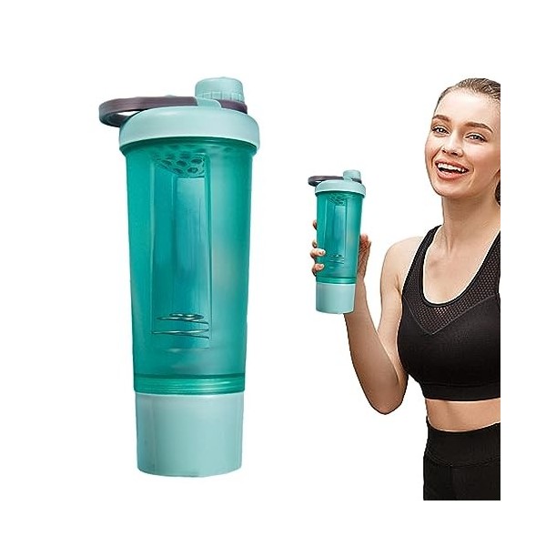 Shaker pour boissons protéinées – 600 ml – Bouteille deau anti-fuite pour lentraînement, le yoga, la randonnée, le sport Zo