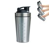 Joberio Bouteille shaker portable, bouteille shaker en acier inoxydable, bouteille mélangeur shaker design étanche avec fouet