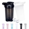 GAISHION Lot de 2 bouteilles shaker protéinées et shaker de 500 ml avec boules de fouet métalliques, sans plastique BPA bleu