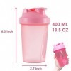 OOTD Lot de 2 bouteilles shaker protéinées et shaker de 400 ml avec boules de fouet, sans plastique BPA blanc + rose 