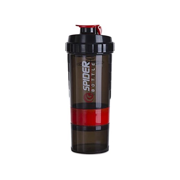 Ruiqas Shaker de protéines de 473,6 g - Bouteille deau portable étanche avec plateau à pilules - 2 tasses de rangement