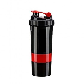 Ruiqas Bouteille de 473,6 g avec shaker de protéine étanche et portable avec 3 compartiments supplémentaires