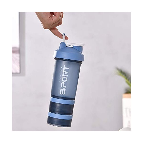 FAMKIT Shaker à protéines portable avec récipient de stockage de poudre pour la course à pied, le cyclisme, le fitness