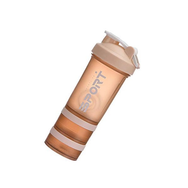 FAMKIT Shaker à protéines portable avec récipient de stockage de poudre pour la course à pied, le cyclisme, le fitness