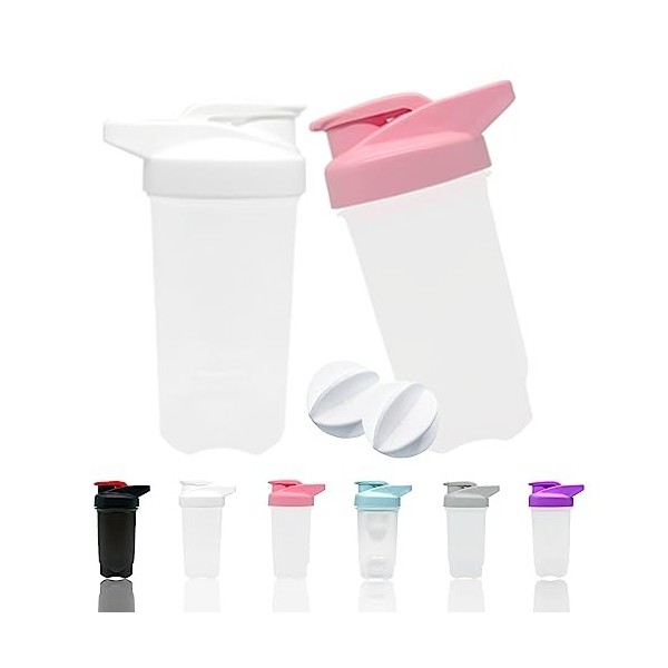 YAYAYOUNG Lot de 2 flacons shaker à protéines - 300 ml - Anti-fuite - Sans BPA - Pour suppléments - Avec tamis et graduation 