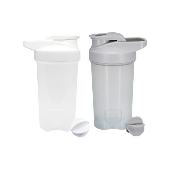 YAYAYOUNG Lot de 2 flacons shaker à protéines - 300 ml - Anti-fuite - Sans BPA - Pour suppléments - Avec tamis et graduation 