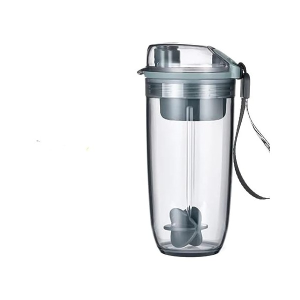 Shaker Bouteille deau avec échelle de remplacement de repas, milkshake protéiné, poudre et remue, argenté