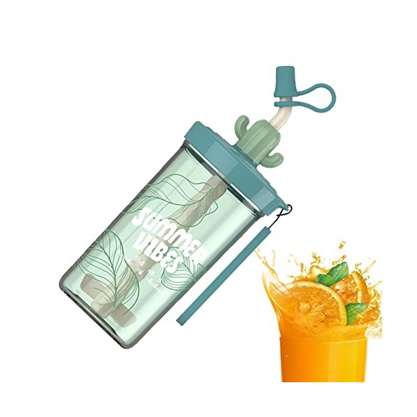 Tasse à eau avec paille, tasse à café glacé anti-fuite de 460 ml – Shaker, mélangeur de protéines, tasses shaker pour boisson