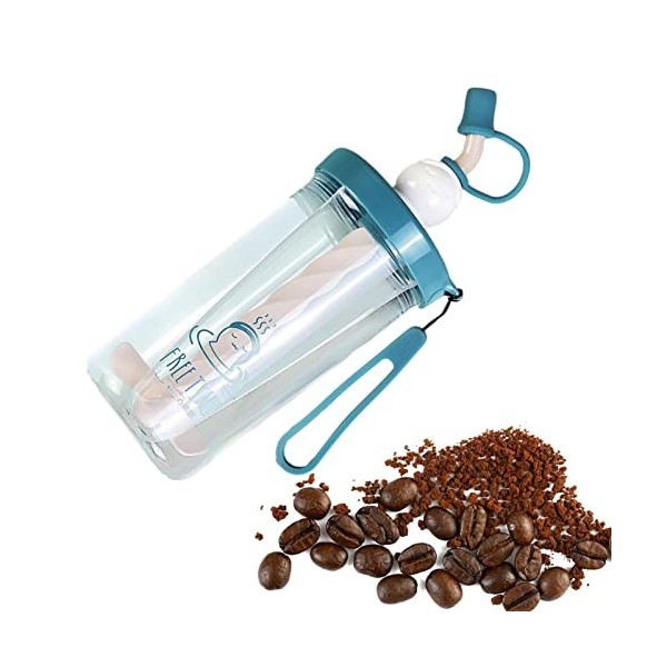 Tasse à eau avec paille, tasse à café glacé anti-fuite de 460 ml – Shaker, mélangeur de protéines, tasses shaker pour boisson