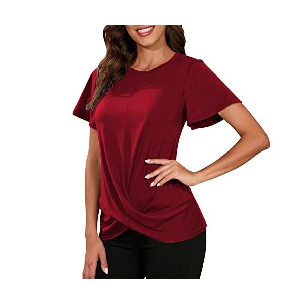 T-shirt pour femme - Sous-vêtements - Station indépendante pour femmes européennes et américaines - Col rond - Couleur unie -