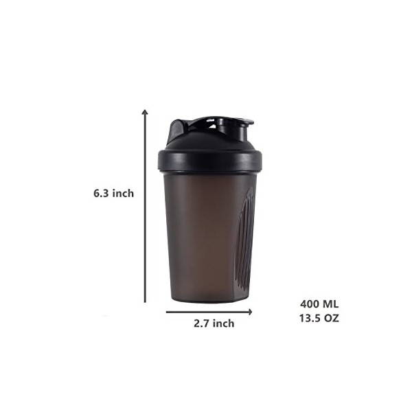 GAISHION Shaker Shaker pour boissons protéinées et shaker de 400 ml avec boules de fouet, sans plastique BPA noir + blanc 
