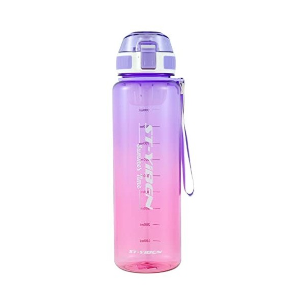 Wifujoy Bouteille deau de feu forestier avec Filtre de Retrait 1100 ML Bouteille deau de Sport avec Bracelet Strap Violet 