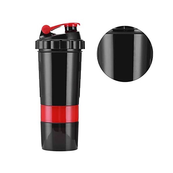 plplaaoo Shaker Bottle, 3 Layer Protein Shaker Bottle,Portable Waterproof Protein Drink Shaker Cup With Protein Powder Capsul