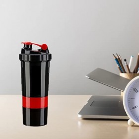 Ruiqas Bouteille shaker de protéines portable étanche avec 3 compartiments supplémentaires de 473 ml