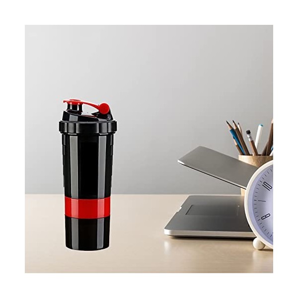 Ruiqas Bouteille shaker de protéines portable étanche avec 3 compartiments supplémentaires de 473 ml