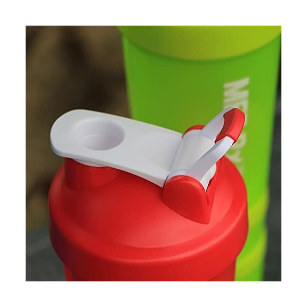 Ruiqas Shaker à protéines portable anti-fuite pour smoothies avec plateau à pilules et 2 récipients supplémentaires 500 ml