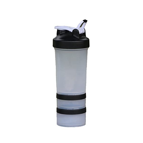 Ruiqas Shaker à protéines portable anti-fuite pour smoothies avec plateau à pilules et 2 récipients supplémentaires 500 ml