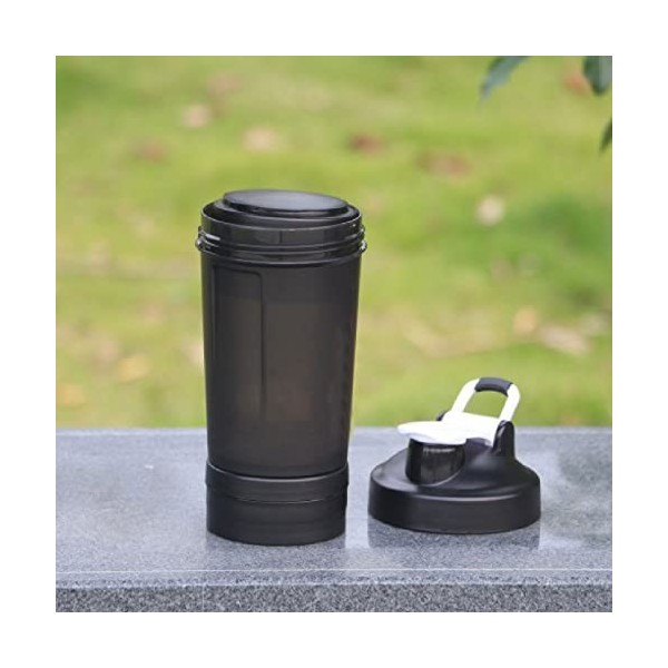 Ruiqas Shaker à protéines portable anti-fuite pour smoothies avec plateau à pilules et 2 récipients supplémentaires 500 ml