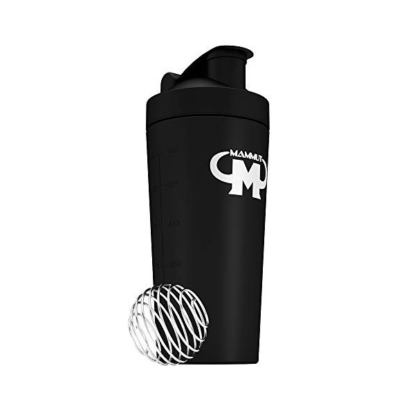 Mammut Nutrition Shaker à protéines en acier inoxydable avec tamis intégré et balle en spirale - Noir 1001662