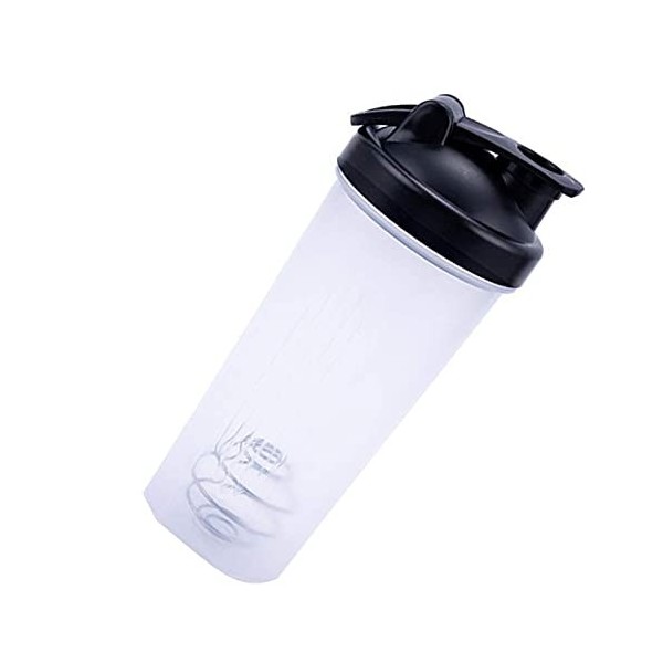 Bouteille shaker en plastique pour mélanges de protéines - Portable - Réutilisable - Noir