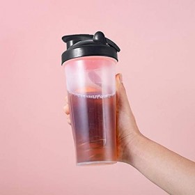 Bouteille shaker en plastique pour mélanges de protéines - Portable - Réutilisable - Noir