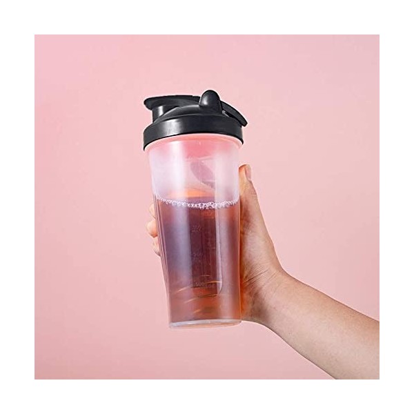 Bouteille shaker en plastique pour mélanges de protéines - Portable - Réutilisable - Noir