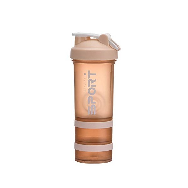 Tabpole Shaker à protéines portable avec récipient pour poudre pour la course à pied, le cyclisme, le fitness