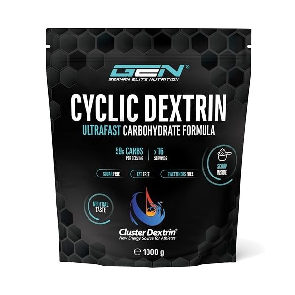 Cyclic Dextrin Cluster Dextrin® 1000 g - Poudre de glucides premium - Dextrine cyclique hautement ramifiée - Poudre énergét