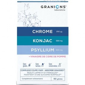 Coupe faim GRANIONS | Complexe puissant : Konjac, Chrome et Psyllium | Digestion vinaigre de cidre de pomme | Réduit lappéti