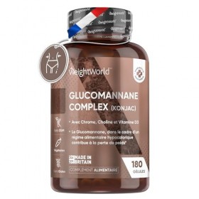 Konjac Glucomannane en Gélules à 3000 mg Pure 95% de Fibre de Konjac, Perte de Poids, Taux de Cholestérol Avec 180 Gélules Po