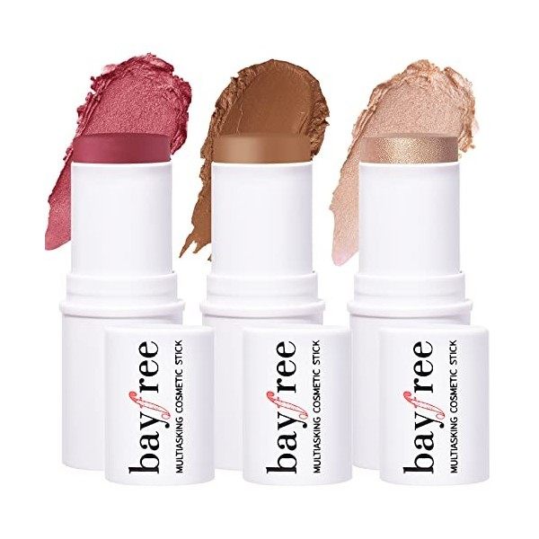 KIMUSE Multi Stick Trio maquillage visage, Creamy Stick Blush, le Contour Stick et les bâtons de maquillage hydratants pour t