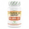 Vitamine D3 20.000 I.E. Depot - 240 Comprimés - Haute Dose - Végétarien - Haute Pureté - 20 Dose Journalière 1000 I.E. par Jo