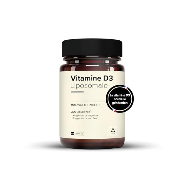 A-LAB Vitamine D3 Liposomale 2000 UI - Assimilation Renforcée - Complément Alimentaire Défenses Naturelles, Immunité, Muscula