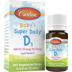 Babys Super Daily D3, gouttes de vitamine D pour bébés, 400 UI 10 mcg par goutte, approvisionnement de 1 an, gouttes de vi