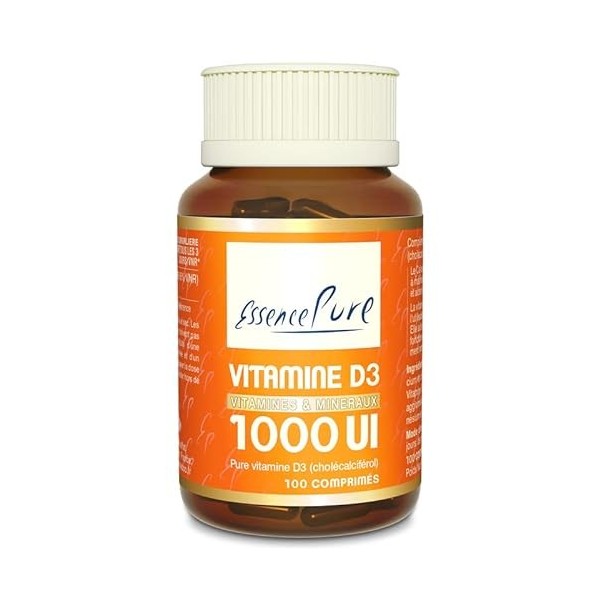 Vitamine D3 1000 UI Essence Pur | Vitamine D sous Forme Active Cholécalciférol - Soutien au maintien des os, des muscles et d