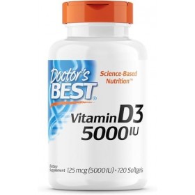 Doctors Bests, Vitamine D3, 5 000 UI, haute dose, dose hebdomadaire en dépôt, 720 gélules molles, testé en laboratoire, sans