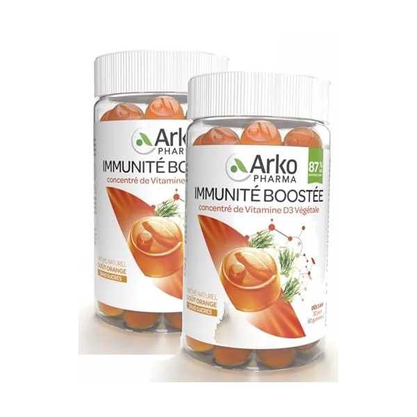 Arkopharma Gummies Phyto - IMMUNITE BOOSTEE Vitamine D3 végétale - Lot de Boites de 60 Gummies