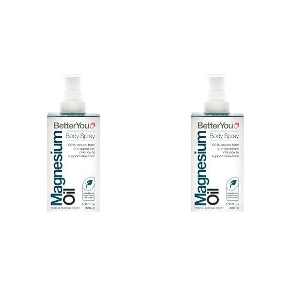 Better You Lot de 2 vaporisateurs corporels à lhuile de magnésium unisexe - 100 ml - 200 ml au total