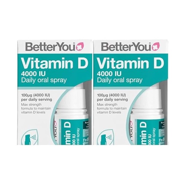 Better You Vitamine D 4000 UI Spray buccal quotidien, sans pilules, supplément de vitamine D3, approvisionnement de 3 mois, f