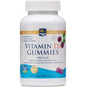 Nordics Vitamine D3 Gummies, baies sauvages – 120 bonbons gélifiés – 1000 UI de vitamine D3 – Bon goût – Des os, une humeur 
