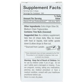 Natures Answer Gouttes de vitamine D-3 - Dans de lhuile dolive extra vierge - 4000 UI - 15 ml