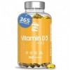 Vitamine D 5000 UI Vitamine D3 K2. 365 Capsules Vitamine D hautement concentrée Soutient les fonctions immunitaires et osseus