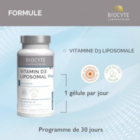 BIOCYTE Vitamine D3 Liposomal - Complément alimentaire Immunité et Maintien des Os - A base de Vitamine D Liposomée - Vitamin