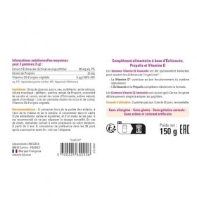 VITAMIN 22 Gommes Immunité | Gummies Vitamine Adulte | Complement alimentaire à base de Vitamine D, Propolis & Échinacée | I