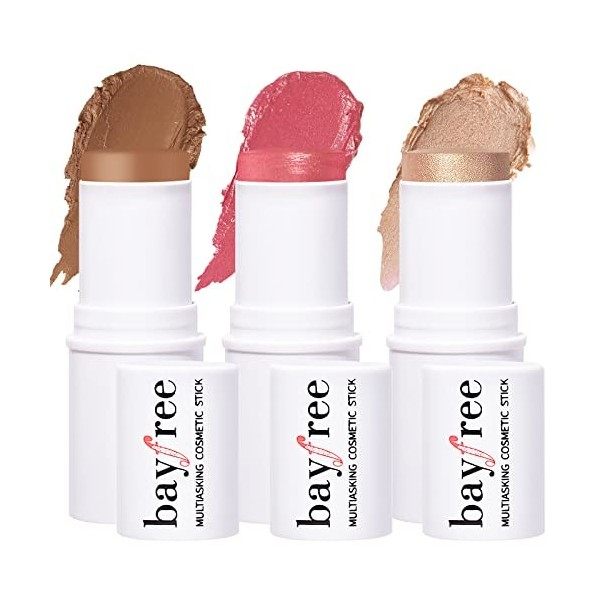 KIMUSE Multi Stick Trio maquillage visage, Creamy Stick Blush, le Contour Stick et les bâtons de maquillage hydratants pour t